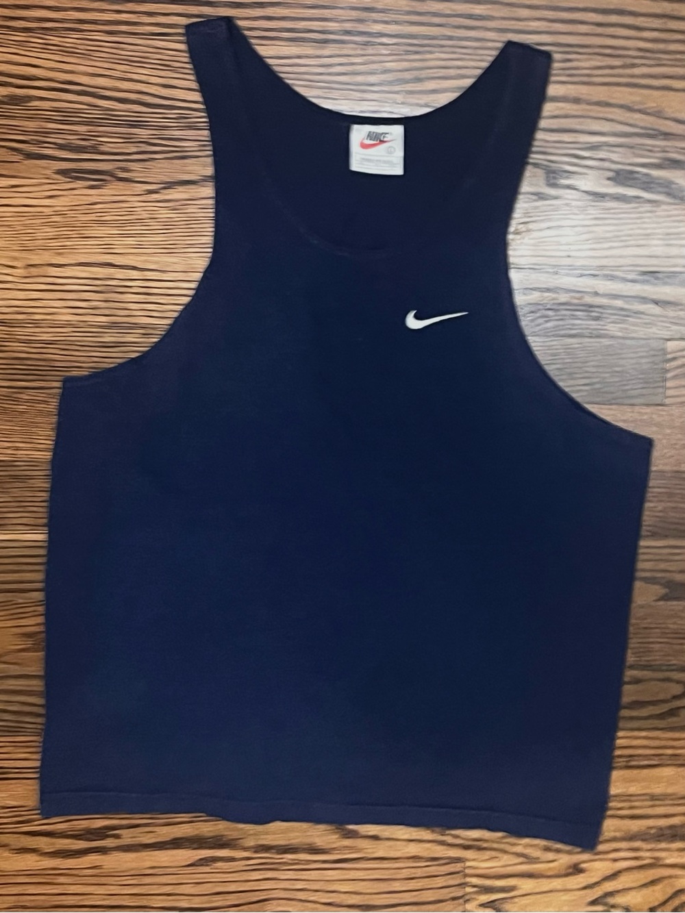 Vintage 90s Nike Embroidered Mini Swoosh Tank Top Black Made in USA Men's Large
